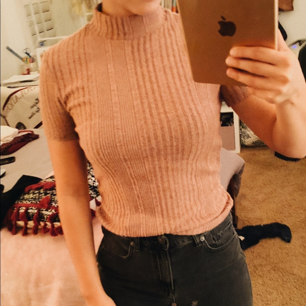 Forever 21 Ribbed Mock Neck Tee